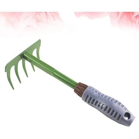 SHINING HOUSE Small Iron Garden Rakes, Hand Cultivator, Gardening Tools for Home, Lawn, Balcony, Farm and Outdoors
