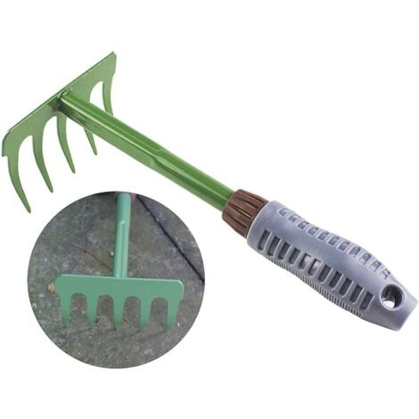 SHINING HOUSE Small Iron Garden Rakes, Hand Cultivator, Gardening Tools for Home, Lawn, Balcony, Farm and Outdoors