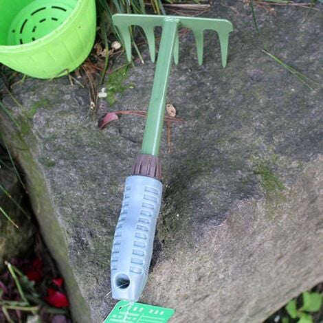 SHINING HOUSE Small Iron Garden Rakes, Hand Cultivator, Gardening Tools for Home, Lawn, Balcony, Farm and Outdoors