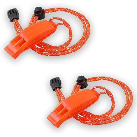 SHINING HOUSE 2 Pieces Emergency Whistle with Lanyard Hiking Safety Whistle Emergency Survival Whistle for Signaling Lifeguards Outdoor Hiking Trekking 40cm Adjustable Neck Strap