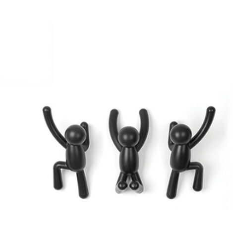 SHINING HOUSE Wall Hooks Decorative Coat Rack. Set of 3 Wall Hooks. Black