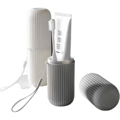 SHINING HOUSE Semi-Rigid Toothbrush Case Travel Carrying Toothpaste Lightweight Plastic Bathroom Accessory Toiletry Bag Protective Cover (2 Piece)