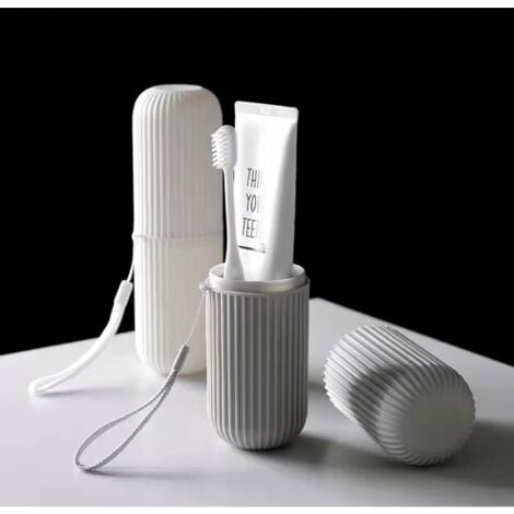 SHINING HOUSE Semi-Rigid Toothbrush Case Travel Carrying Toothpaste Lightweight Plastic Bathroom Accessory Toiletry Bag Protective Cover (2 Piece)
