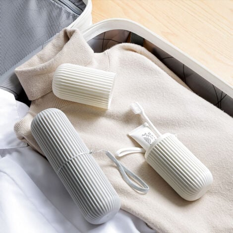 SHINING HOUSE Semi-Rigid Toothbrush Case Travel Carrying Toothpaste Lightweight Plastic Bathroom Accessory Toiletry Bag Protective Cover (2 Piece)