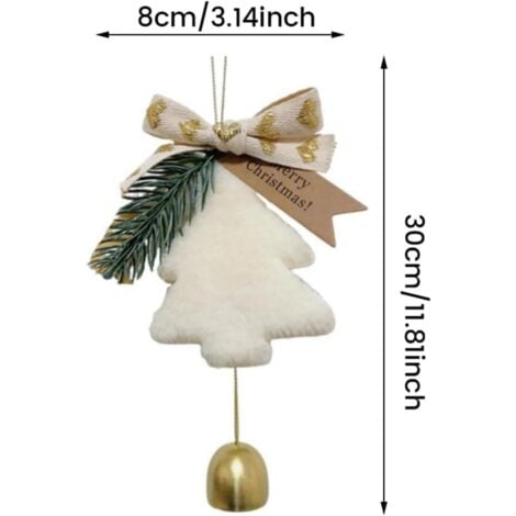 SHINING HOUSE Pack Christmas Tree Ornaments with Star Bells 2024 Plush Xmas Tree Topper for Christmas Party Holiday Decor, White