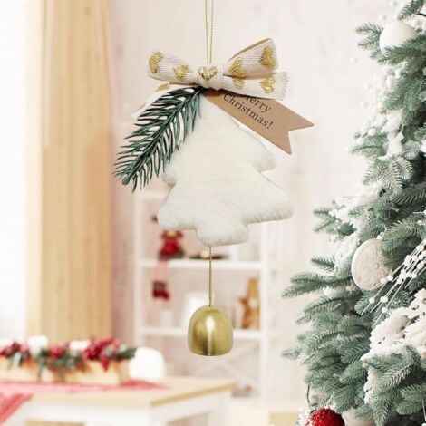 SHINING HOUSE Pack Christmas Tree Ornaments with Star Bells 2024 Plush Xmas Tree Topper for Christmas Party Holiday Decor, White