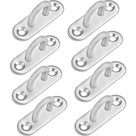 SHINING HOUSE M5 Stainless Steel Eyelet Plate (8 Pcs) - Oblong U Shape Metal Hook Wall and Ceiling Mount (45 x 15 mm)
