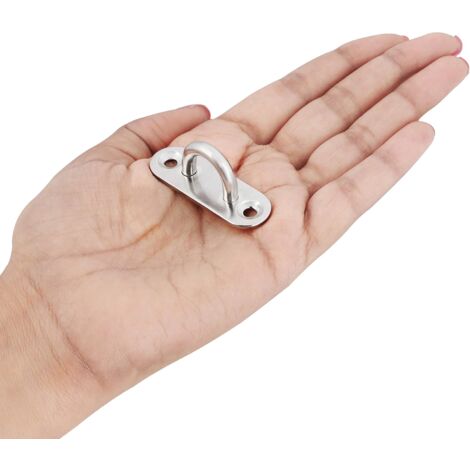SHINING HOUSE M5 Stainless Steel Eyelet Plate (8 Pcs) - Oblong U Shape Metal Hook Wall and Ceiling Mount (45 x 15 mm)