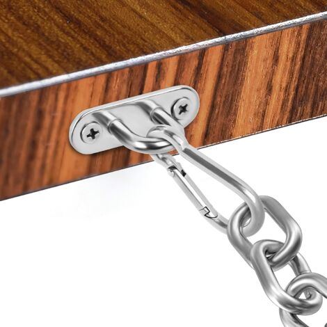 SHINING HOUSE M5 Stainless Steel Eyelet Plate (8 Pcs) - Oblong U Shape Metal Hook Wall and Ceiling Mount (45 x 15 mm)