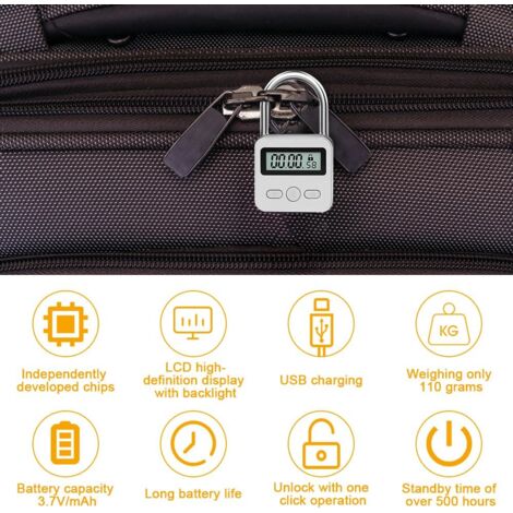 SHINING HOUSE Time Lock, Smart Time Lock with LCD Display Timing Lock USB Rechargeable Security Padlock Timer Padlock to Prevent Bad Habits
