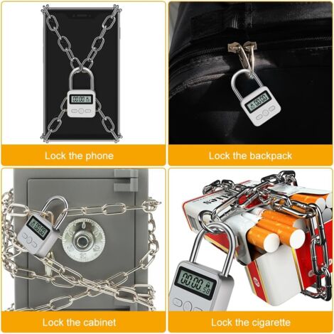 SHINING HOUSE Time Lock, Smart Time Lock with LCD Display Timing Lock USB Rechargeable Security Padlock Timer Padlock to Prevent Bad Habits