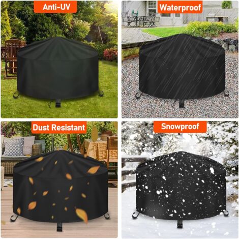 SHINING HOUSE Waterproof Round Barbecue Fire Pit Cover, Windproof, Tear-Resistant Fire Pit Cover, Barbecue Fire Pit Cover, Fire Pit Covers (ø77x31cm)