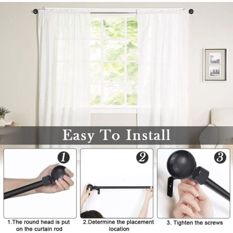 SHINING HOUSE 2PCS Iron Rod End Cap 28mm Round Curtain Rod End Caps Rustproof Curtain Pole Finial Durable Anti-fade with Screws for Office Home Hotel Dining Room - Black