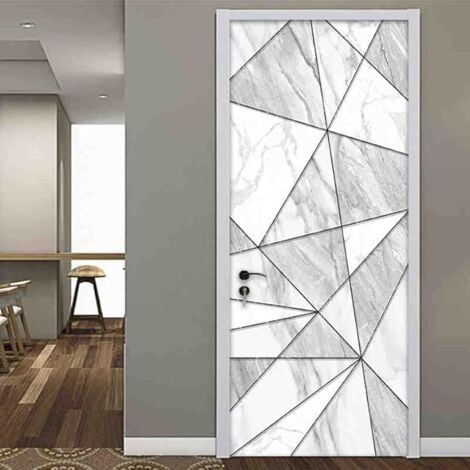 SHINING HOUSE Self Adhesive Door Sticker 3D Geometric Marble Texture Decoration Photo Wallpaper Wall Stickers Living Room Bedroom Jewelry Mural