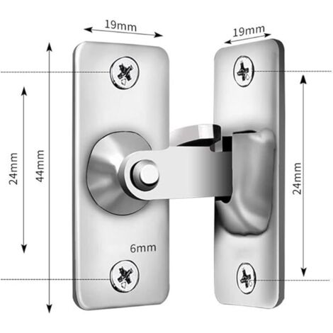 SHINING HOUSE 90 Degree Right Angle Stainless Steel Door Lock, Used for Wooden Fences, Doors and Windows, Sliding Doors (Silver)