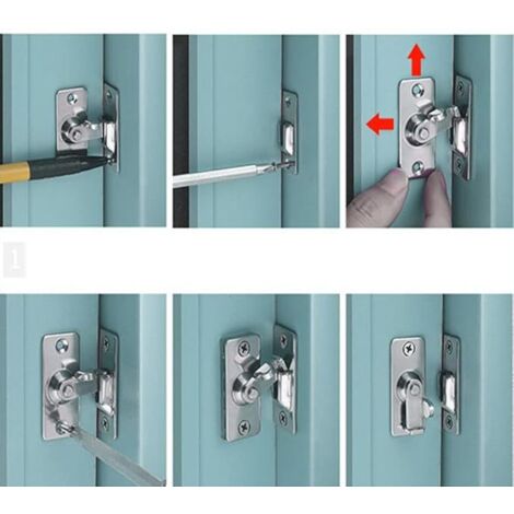 SHINING HOUSE 90 Degree Right Angle Stainless Steel Door Lock, Used for Wooden Fences, Doors and Windows, Sliding Doors (Silver)