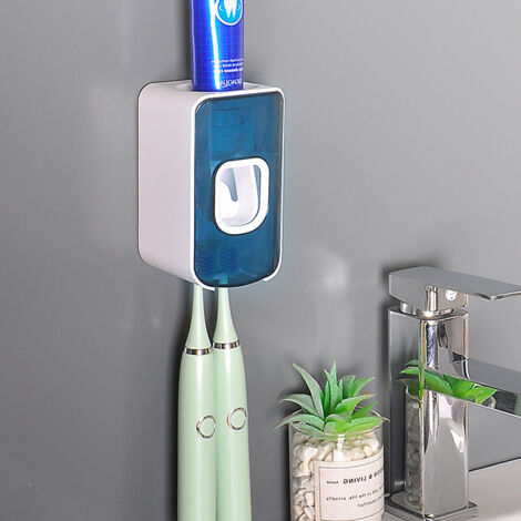 SHINING HOUSE Automatic Toothpaste Dispenser and Toothbrush Holder Storage Rack Wall Mounted Bathroom Accessory,1 Pack