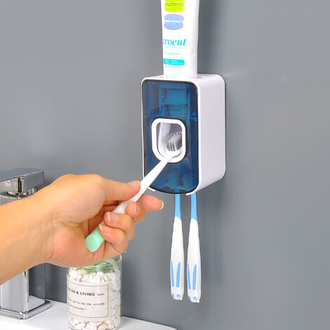 SHINING HOUSE Automatic Toothpaste Dispenser and Toothbrush Holder Storage Rack Wall Mounted Bathroom Accessory,1 Pack