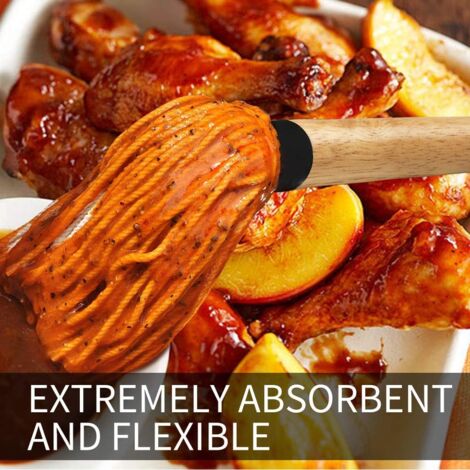 SHINING HOUSE for BBQ, Kitchen Basting Brushes for Barbecue Sauce with Long Wooden Handle Extra Replacement for Cooking