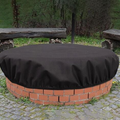 SHINING HOUSE Round Fire Pit Cover, Outdoor Fire Pit Cover - Full Coverage Outdoor Fireplace Cover, 600D Oxford Patio Fire Pit Protector for Built-in Round Fire Pits