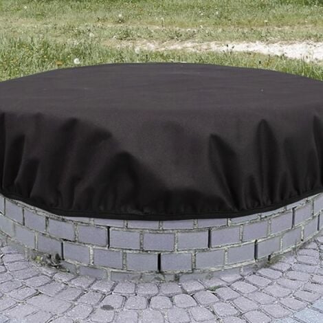 SHINING HOUSE Round Fire Pit Cover, Outdoor Fire Pit Cover - Full Coverage Outdoor Fireplace Cover, 600D Oxford Patio Fire Pit Protector for Built-in Round Fire Pits