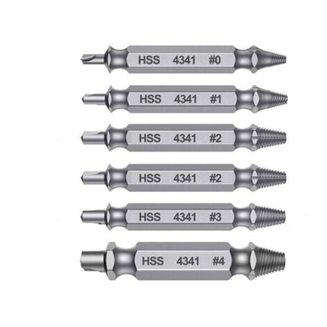 SHINING HOUSE 6Pcs Professional HSS 4341 Stud Screw Extractor Set Screw Extractor Tool Kit with Left Hand Extractor Drill Bit for Damaged Bolts High Quality Screw Extractor