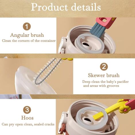 Pieces 3 in 1 Bottle Brush, Cleaning Brush, Portable Bottle Cap Cleaning Brush, Small Cleaning Brush for Bottle Crevices, Small Cups