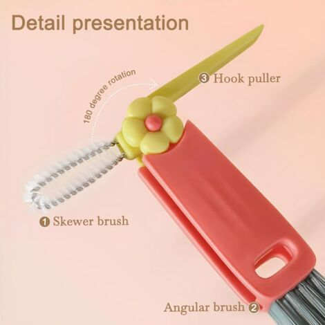 Pieces 3 in 1 Bottle Brush, Cleaning Brush, Portable Bottle Cap Cleaning Brush, Small Cleaning Brush for Bottle Crevices, Small Cups