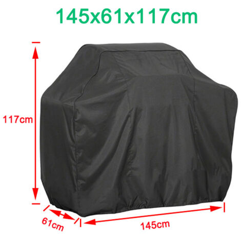 Heavy Duty 210D Oxford Fabric BBQ Cover for Outdoor BBQ, Waterproof, Windproof, Tearproof and UV Resistant (145 x 61 x 117 cm)
