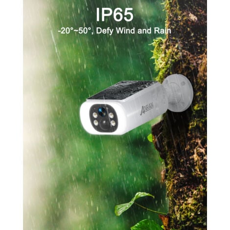 Videocamere di sorveglianza per interni e esterni ANRAN Telecamera Wi-Fi Esterno Batteria Senza Fili Con Solare Pannello, 3MP con Visione Notturna Colori, Audio Bidirezionale, Alexa Supporta,C3