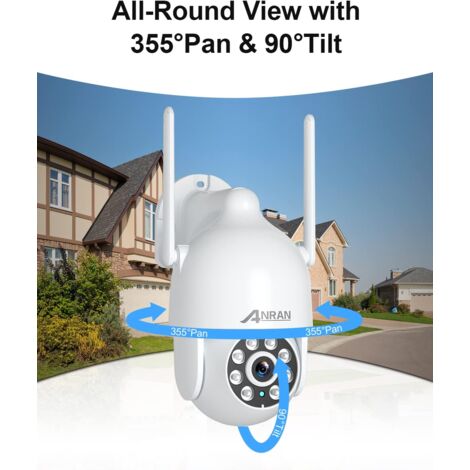 Telecamera/Videocamere di sorveglianza per interni e esterni 3MP Telecamera Wi-Fi Esterno 2K HD, Telecamere WiFi Esterne 360 Gradi, Rilevamento del Movimento con Sirena, ANRAN