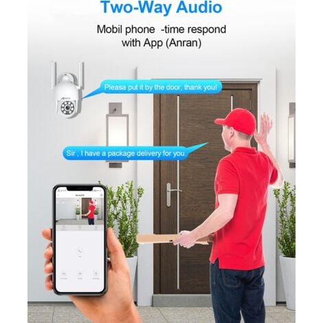 Telecamera/Videocamere di sorveglianza per interni e esterni 3MP Telecamera Wi-Fi Esterno 2K HD, Telecamere WiFi Esterne 360 Gradi, Rilevamento del Movimento con Sirena, ANRAN