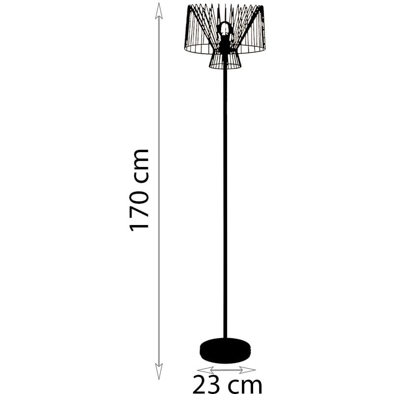Lampe sur pied design Glascow 170cm métal noir et doré compatible LED