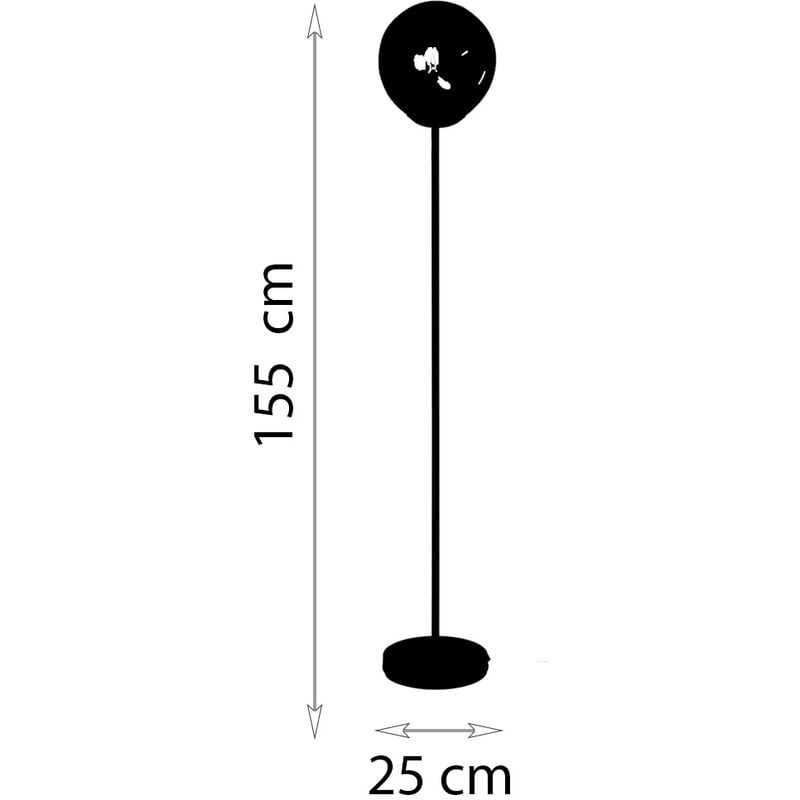 Lampadaire d'intérieur design Riga 155cm métal et verre gris fumé  compatible LED