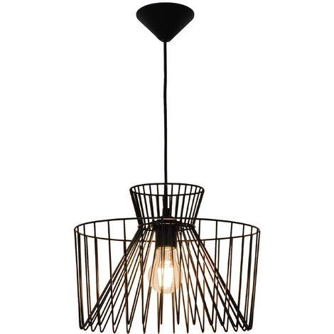 Suspension design Glascow XL 120cm réglable métal noir compatible LED (1/4)