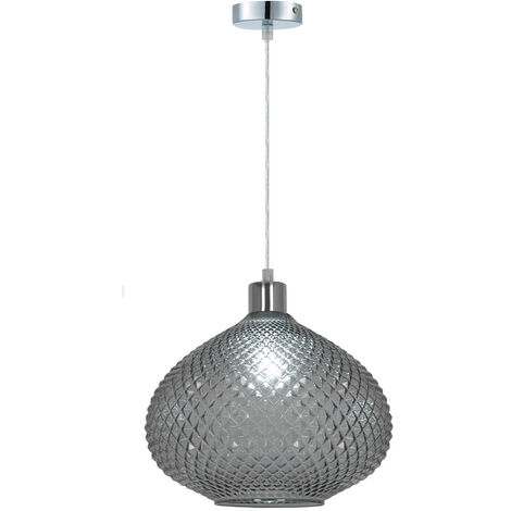 Eclairage plafond design Foly 120cm réglable verre gris fumé compatible LED (1/3)