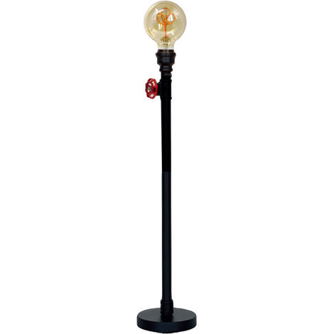 Lampadaire sur pied moderne Robin 120cm métal noir et rouge compatible LED