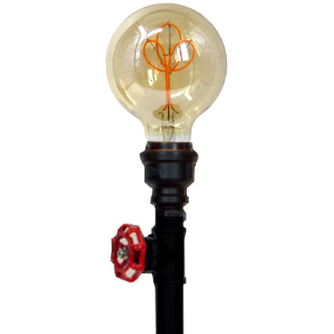 Lampadaire sur pied moderne Robin 120cm métal noir et rouge compatible LED