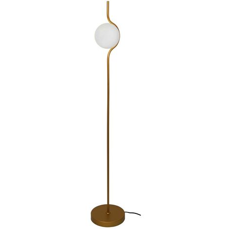 Lampe sur pied design Ramy 140cm métal doré verre blanc satiné compatible  LED