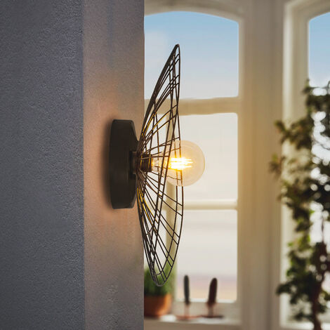 Applique murale Anja métal noir – Compatible LED E27 – Puissance max 40W – Hauteur 30cm – Largeur 12,5cm pour salon et entrée – Sampa