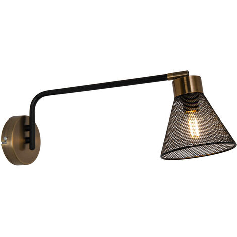 Applique murale moderne Garvin métal noir et laitonnée compatible LED (1/3)