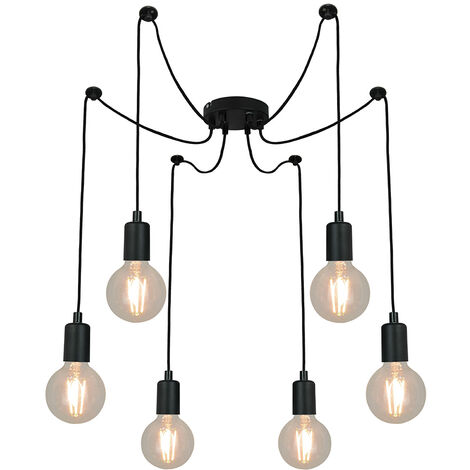 Suspension ou plafonnier design Lina 150cm réglable métal noir compatible LED (1/3)
