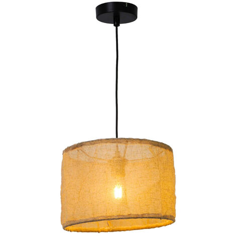 Luminaire de plafond Borneo 125cm réglable tissu beige compatible LED (1/4)