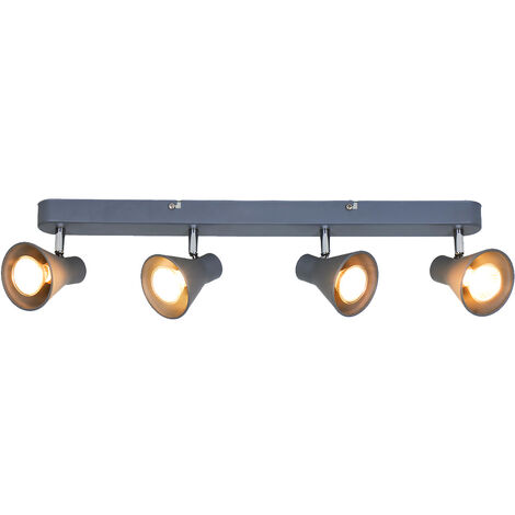 Réglette ou plafonnier Carter 4 ampoules métal gris compatible LED (1/4)