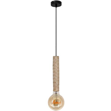 Suspension design Nala 132cm métal noir et bambou réglable LED (1/4)