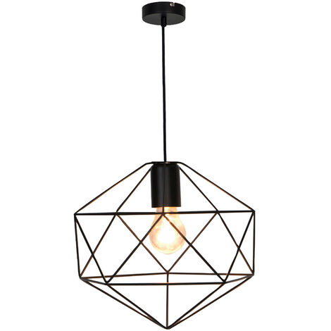 Suspension moderne Vega 150cm réglable métal noir compatible LED (1/4)