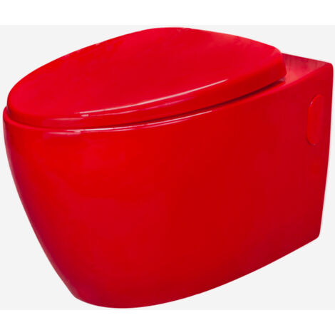 Toilette suspendu de couleur rouge Cuvette WC en céramique (1/5)