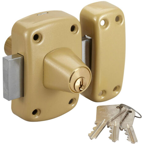 Vachette – Verrou de sécurité à clé pour porte d'entrée 29 à 37 mm – Cylindre 40 mm – Acier – 3 clés crantées – Compatible bois, métal, PVC (1/4)