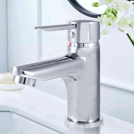 Robinet Mitigeur Lavabo Salle De Bain Chromé - Bec 87mm, Aérateur Amovible, Rotation 360° - Installation Facile