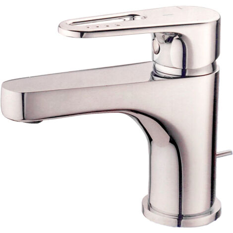 Robinet mitigeur lavabo chromé avec poignée à économie d'eau (1/3)
